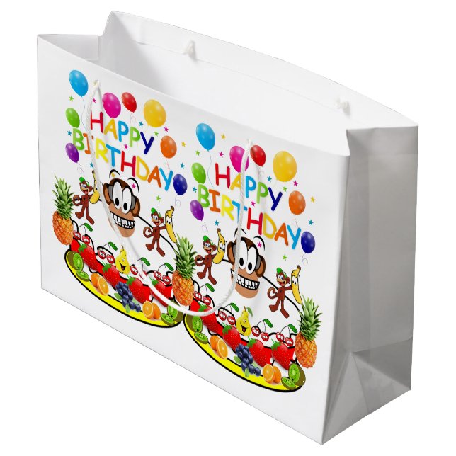 Happy Birthday Gift Bag Monkey (Back Angled)