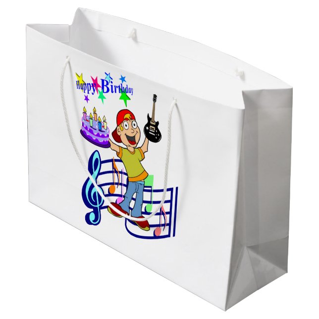 Happy Birthday Gift Bag Musician Guitar (Back Angled)