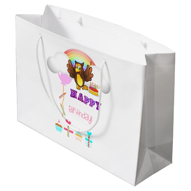 Happy Birthday Gift Bag Owl (Back Angled)