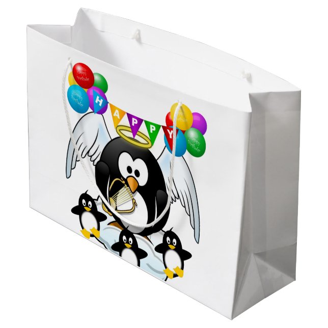 Happy Birthday Gift Bag Penguin (Back Angled)