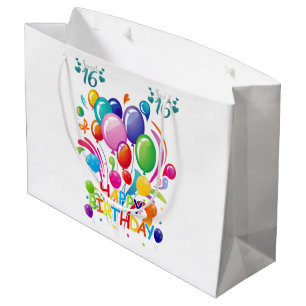 Happy Birthday Gift Bag Sweet Sixteen