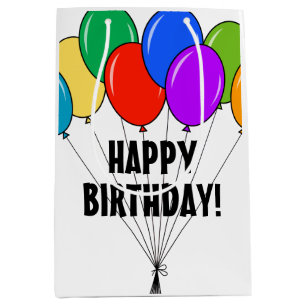 Happy Birthday gift bag with colored balloons