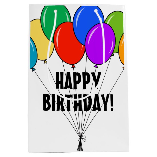 Happy Birthday gift bag with colored balloons (Front)