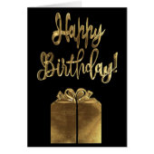 Happy Birthday Gift Black and Gold Look Typography (Front)