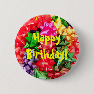 Happy Birthday Gift Bow Button