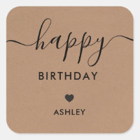 Happy Birthday Gift Labels, Birthday Tags, Kraft