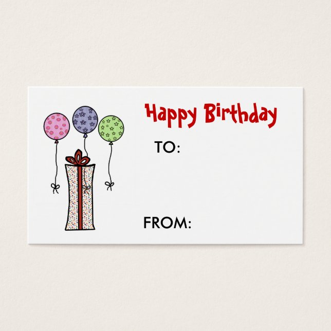 Happy Birthday,  Gift tag (Front)