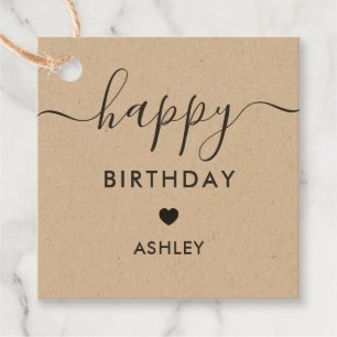 Happy Birthday Gift Tags, Birthday Tags, Kraft Favor Tags