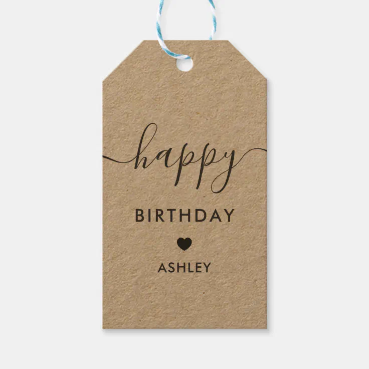 Happy Birthday Gift Tags, Birthday Tags, Kraft Gift Tags | Zazzle