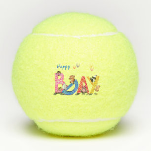 Happy Birthday Gift Tennis Balls Baby Bears Party