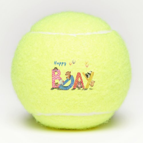 Happy Birthday Gift Tennis Balls Baby Bears Party 