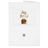 Happy Birthday Gift White Gold Typography Striped (Back)