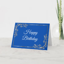 Happy Birthday Gift Wishes To You Blue And Silver Holiday Card