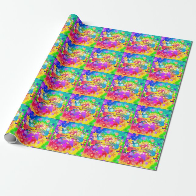 Happy Birthday Gift Wrap Rainbow HAMbyWG (Unrolled)