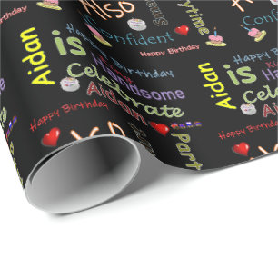 Happy Birthday Gift Wrapping Paper Aidan