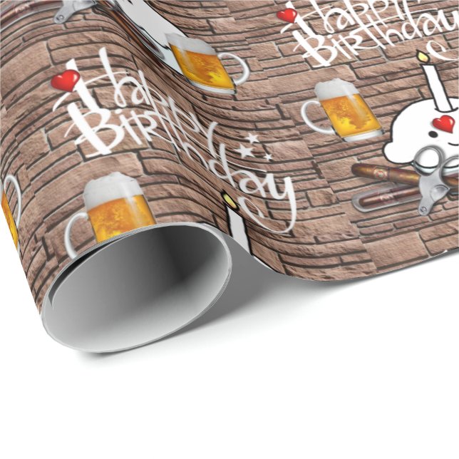 Happy Birthday Gift Wrapping Paper Beer (Roll Corner)