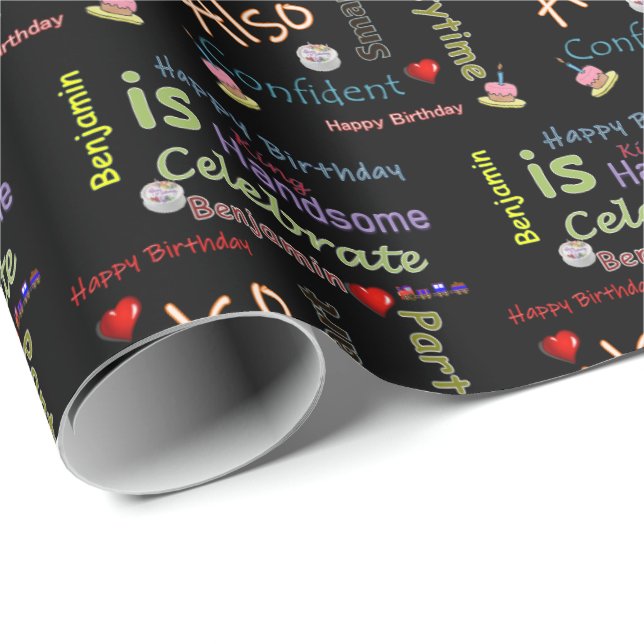 Happy Birthday Gift Wrapping Paper Benjamin (Roll Corner)