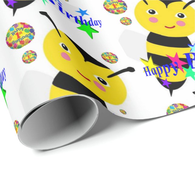 Happy Birthday Gift Wrapping Paper Bumblebee (Roll Corner)