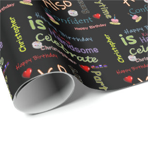Happy Birthday Gift Wrapping Paper Christopher