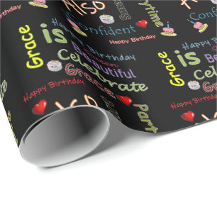 Happy Birthday Gift Wrapping Paper Grace