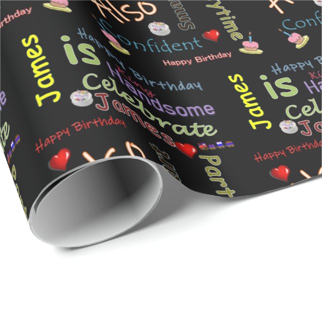 Happy Birthday Gift Wrapping Paper James (Roll Corner)