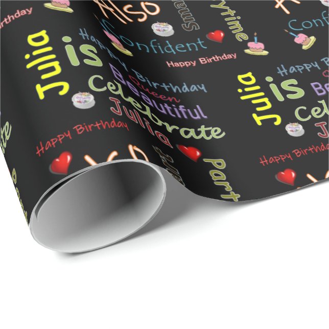 Happy Birthday Gift Wrapping Paper Julia (Roll Corner)