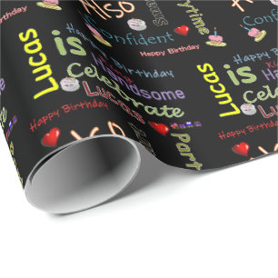 Happy Birthday Gift Wrapping Paper Lucas