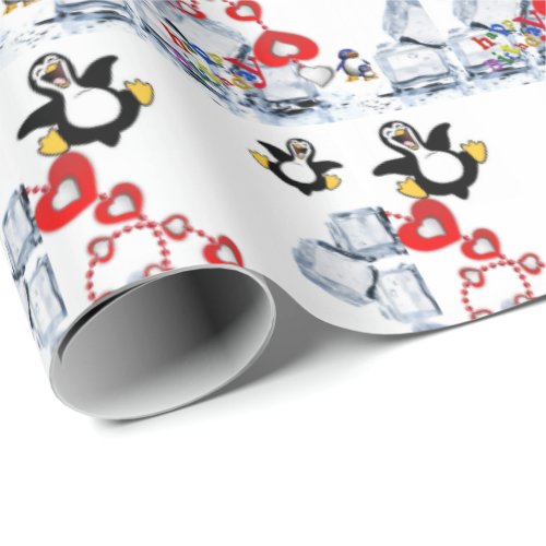 Happy Birthday Gift Wrapping Paper Penguin
