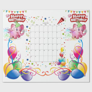 Happy Birthday Gift Wrapping Paper Pink Pig Oct.