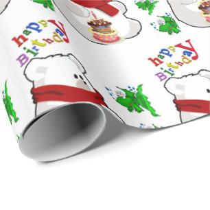Happy Birthday Gift Wrapping Paper Polar Bear