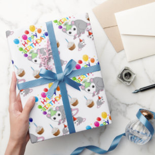 Happy Birthday Gift Wrapping Paper Possum