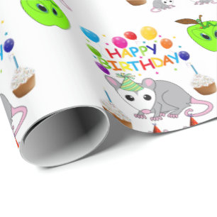 Happy Birthday Gift Wrapping Paper Possum Worms