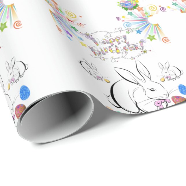 Happy Birthday Gift Wrapping Paper Rabbit (Roll Corner)