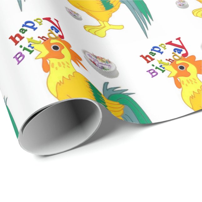 Happy Birthday Gift Wrapping Paper Rooster (Roll Corner)
