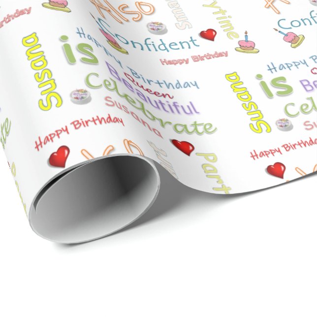 Happy Birthday Gift Wrapping Paper Susana (Roll Corner)