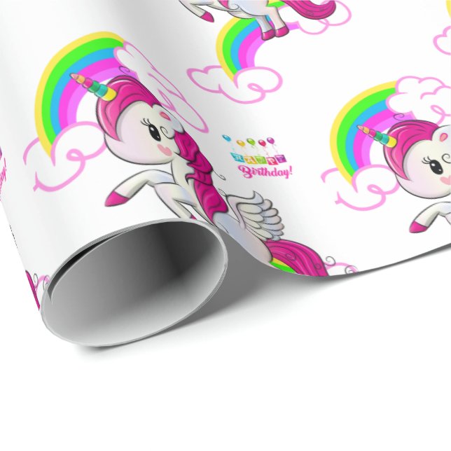 Happy Birthday Gift Wrapping Paper Unicorn (Roll Corner)