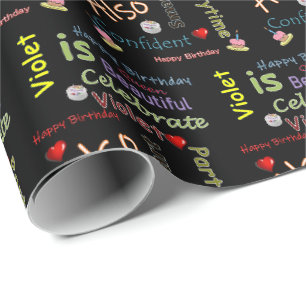 Happy Birthday Gift Wrapping Paper Violet