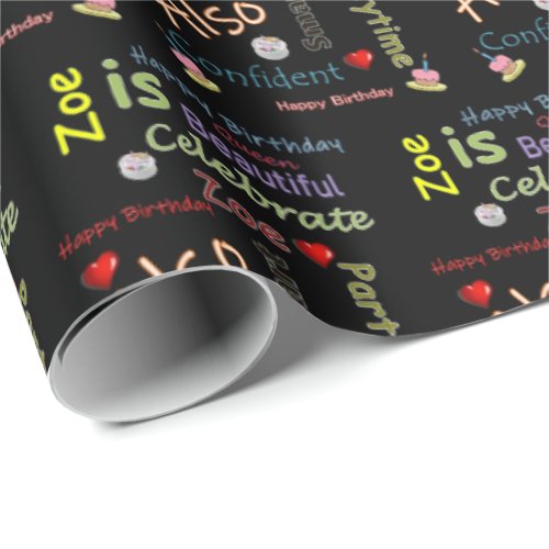 Happy Birthday Gift Wrapping Paper Zoe