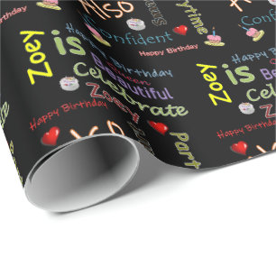 Happy Birthday Gift Wrapping Paper Zoey