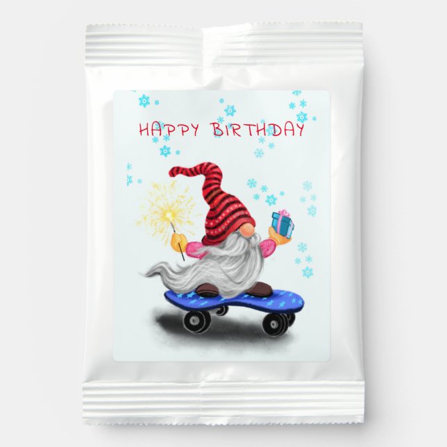 Happy Birthday Gifts Skater Gnome with Gifts Margarita Drink Mix (Front)
