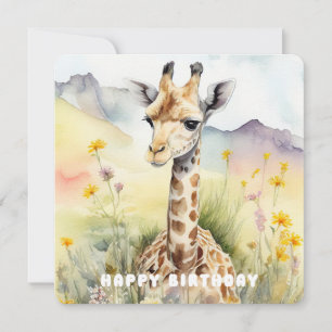Happy Birthday Giraffe Flat Card