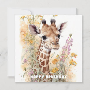 Happy Birthday Giraffe Flat Card