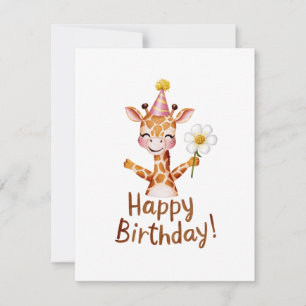 Happy Birthday Giraffe Holiday Card