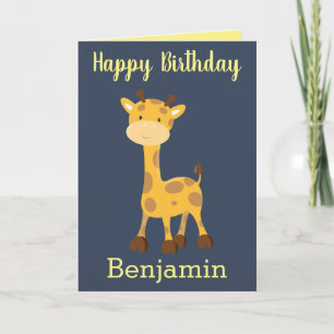 Happy birthday giraffe little boy card