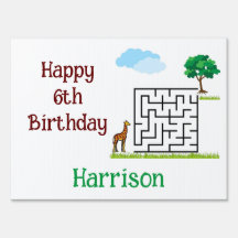 Happy Birthday Giraffe Maze Yard Sign
