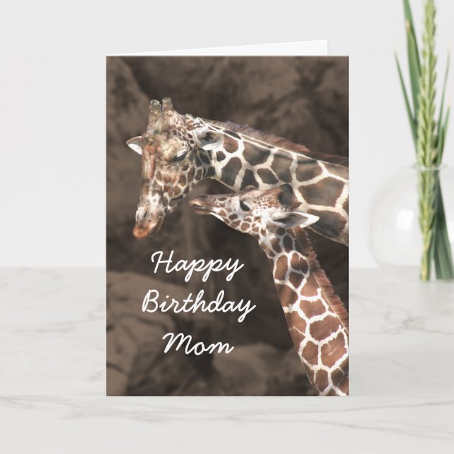 Happy Birthday Giraffe Mom and Baby Customize Card (Front)
