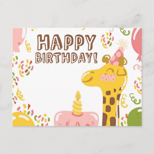 Happy Birthday Giraffe Postcard