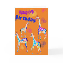 Happy Birthday Giraffes Kids Folded Invitation