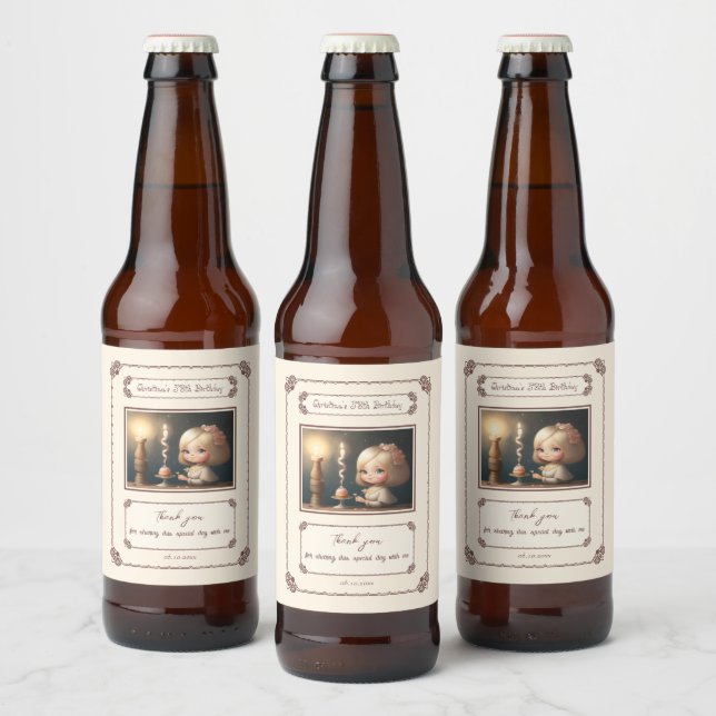 Happy Birthday Girl 01 Beer Bottle Label (Bottles)