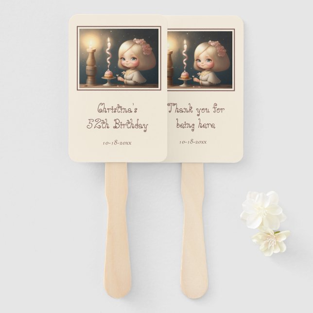 Happy Birthday Girl 01 Hand Fan (Front and Back)